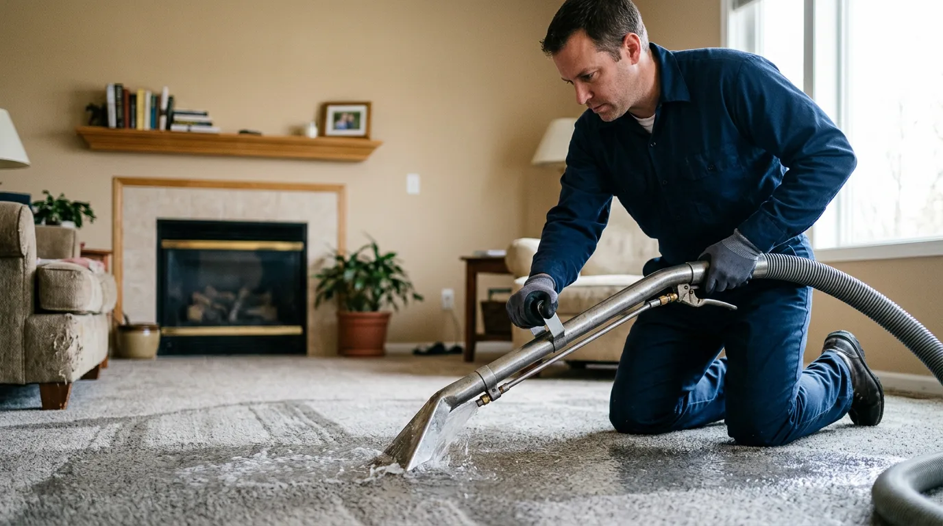 Water damage restoration technician working near Gillette, NJ